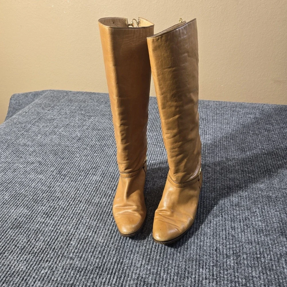 Gucci Camel/Tan Leather Knee High Boots Horse Bit Size 37.5‎ US Size 7-7.5